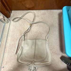HOBO Light Tan Leather Bag with Floral Lining